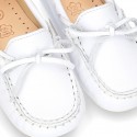 White Nappa leather Moccasin shoes for little kids.