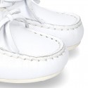 White Nappa leather Moccasin shoes for little kids.