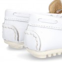 White Nappa leather Moccasin shoes for little kids.