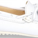 White Nappa leather Moccasin shoes for little kids.