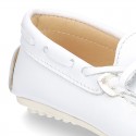 White Nappa leather Moccasin shoes for little kids.