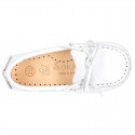 White Nappa leather Moccasin shoes for little kids.