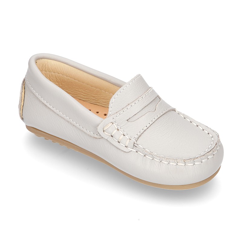 SOFT NAPPA leather moccasin shoes for little kids. D190A | OkaaSpain