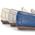 SOFT NAPPA leather moccasin shoes with detail mask.