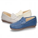 SOFT NAPPA leather moccasin shoes with detail mask.