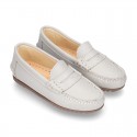 SOFT NAPPA leather moccasin shoes with detail mask.