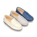 SOFT NAPPA leather moccasin shoes with detail mask.