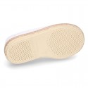 LINEN canvas Laces up style espadrille shoes in WHITE color.