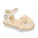 LINEN canvas espadrille shoes with Bow in NATURAL color.