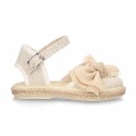 LINEN canvas espadrille shoes with Bow in NATURAL color.