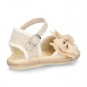 LINEN canvas espadrille shoes with Bow in NATURAL color.