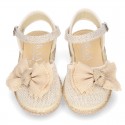 LINEN canvas espadrille shoes with Bow in NATURAL color.