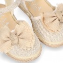 LINEN canvas espadrille shoes with Bow in NATURAL color.