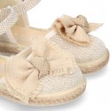 LINEN canvas espadrille shoes with Bow in NATURAL color.