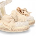 LINEN canvas espadrille shoes with Bow in NATURAL color.