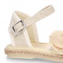 LINEN canvas espadrille shoes with Bow in NATURAL color.