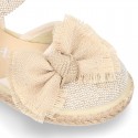 LINEN canvas espadrille shoes with Bow in NATURAL color.