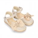 LINEN canvas espadrille shoes with Bow in NATURAL color.