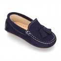 Suede leather Moccasin shoes with TASSELS for little kids.