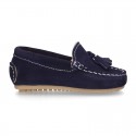 Suede leather Moccasin shoes with TASSELS for little kids.