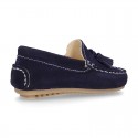 Suede leather Moccasin shoes with TASSELS for little kids.