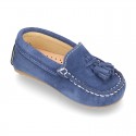 Suede leather Moccasin shoes with TASSELS for little kids.