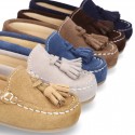 Suede leather Moccasin shoes with TASSELS for little kids.