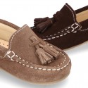 Suede leather Moccasin shoes with TASSELS for little kids.