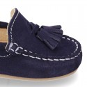 Suede leather Moccasin shoes with TASSELS for little kids.