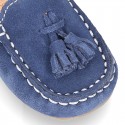 Suede leather Moccasin shoes with TASSELS for little kids.