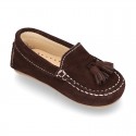 Suede leather Moccasin shoes with TASSELS for little kids.