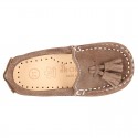 Suede leather Moccasin shoes with TASSELS for little kids.