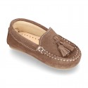 Suede leather Moccasin shoes with TASSELS for little kids.