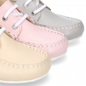 Classic nappa leather Boat shoes pastel colors for kids.