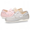 Classic nappa leather Boat shoes pastel colors for kids.