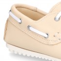 Classic nappa leather Boat shoes pastel colors for kids.