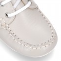 Classic nappa leather Boat shoes pastel colors for kids.