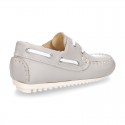 Classic nappa leather Boat shoes pastel colors for kids.