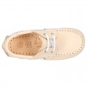 Classic nappa leather Boat shoes pastel colors for kids.