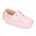 Classic nappa leather Boat shoes pastel colors for kids.