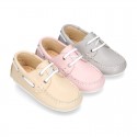 Classic nappa leather Boat shoes pastel colors for kids.