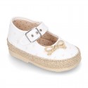 PLUMETI COTTON canvas little Mary Jane shoes espadrille style for babies.