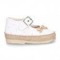 PLUMETI COTTON canvas little Mary Jane shoes espadrille style for babies.