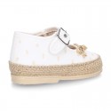 PLUMETI COTTON canvas little Mary Jane shoes espadrille style for babies.