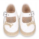 PLUMETI COTTON canvas little Mary Jane shoes espadrille style for babies.