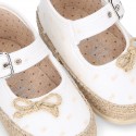 PLUMETI COTTON canvas little Mary Jane shoes espadrille style for babies.