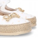 PLUMETI COTTON canvas little Mary Jane shoes espadrille style for babies.