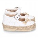 PLUMETI COTTON canvas little Mary Jane shoes espadrille style for babies.