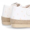 PLUMETI COTTON canvas little Mary Jane shoes espadrille style for babies.