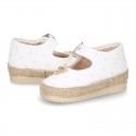 PLUMETI COTTON canvas little Mary Jane shoes espadrille style for babies.